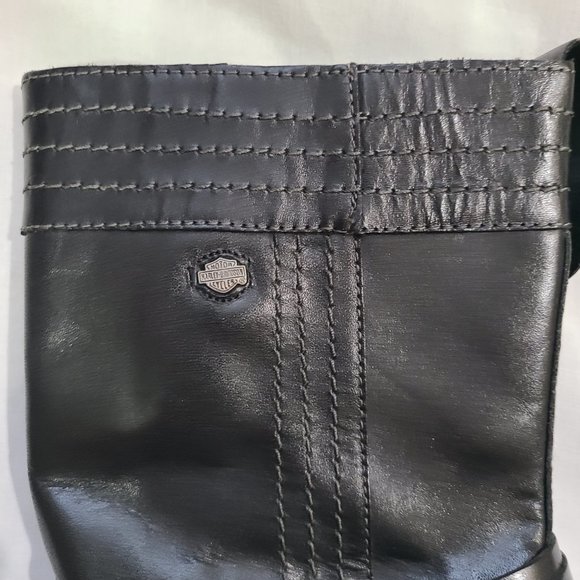 Harley Davidson Black Motorcycle Boots with Side Zip & 4" High Heel - Size 7 - Picture 10 of 15